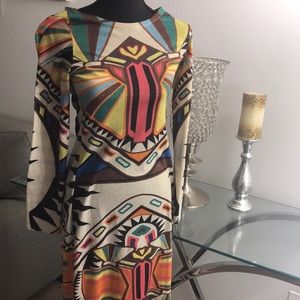 Long Dress Strechy Multicolor Pattern